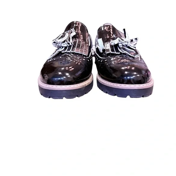 Zapato Women’s Genuine Leather Black  Tassel Loafers Sz 40 - Picture 2 of 9
